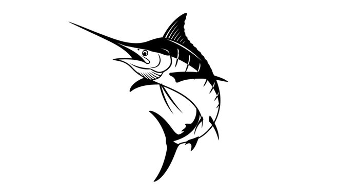 transparent black marlin illustration perfect for modern designs and logos