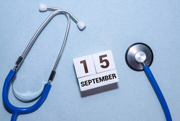 Wooden calendar with the date September 15