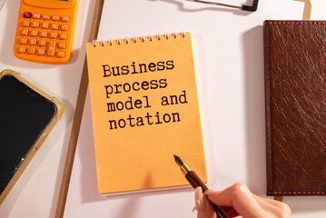 Business process model and notation BPMN is shown using a text