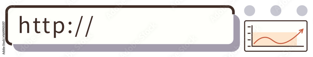 Poster browser address bar with http text, three dots, and a rising graph symbol. ideal for internet browsi