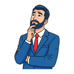 Man contemplating solutions: A distinguished gentleman, enveloped in an elegant business suit, pauses to ponder a matter.