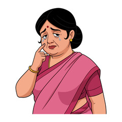 Sorrowful Glance: A woman, tears streaming down her face, portrays grief with raw emotion, with expressive artwork