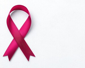 Pink ribbon emblem over white