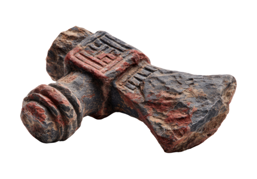 Authentic Tomahawk Head with Tooling Marks on Isolated Background