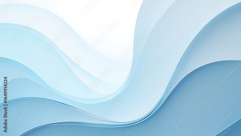 Poster serene light blue abstract background with graceful, flowing waves and soft gradient transitions
