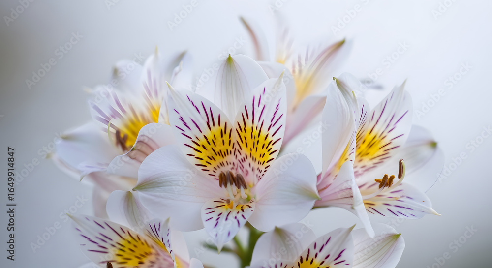 Aufkleber delicate peruvian lilies bloom with intricate patterns, showcasing elegant petals and vibrant yellow