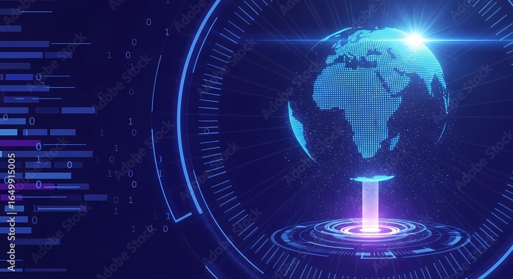 Poster generative ai tech globe with futuristic interface design