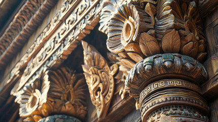 Fototapeta premium A close-up of the temple's decorative elements showcasing artistic craftsmanship