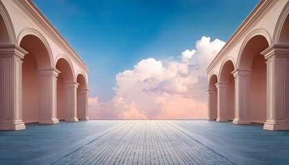 arches and platform against sky backdrop