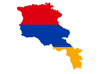 Illustration of Armenia map with national flag inside
