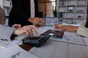 Auditor or internal revenue service staff, Business financial, accountant, women checking annual financial statements of company. Audit Concept. 
