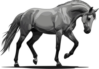 Fototapeta premium Majestic Silhouette: A striking artistic representation of a majestic horse, showcasing sleek lines and a powerful presence. 