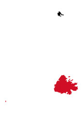 Illustration of Antigua and Barbuda map with national flag inside
