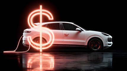 Luxury SUV and Dollar Sign – 3d rendered