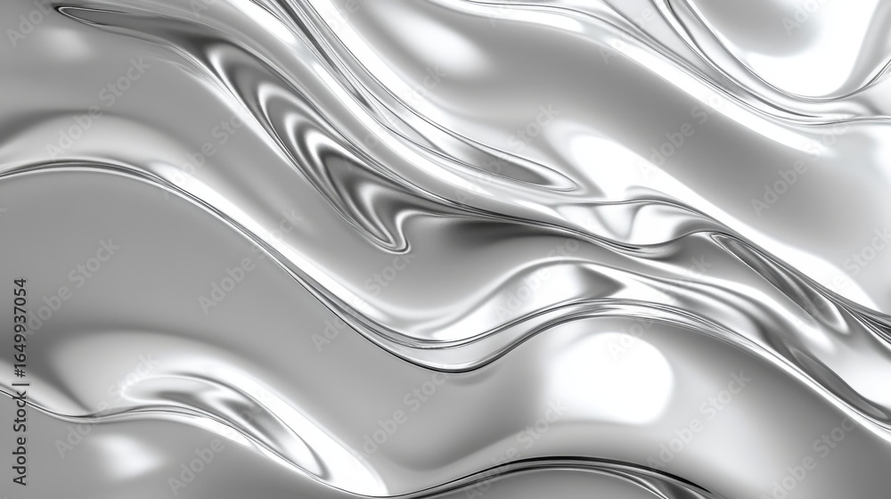 Poster liquid metal background abstraction silver chrome wave texture surface fluid flow modern design wall