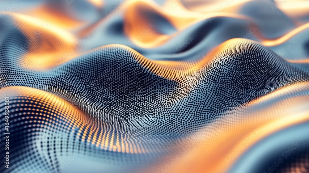 Aufkleber abstract background wave surface dot particle grid technology data network digital landscape sound f
