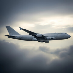 Fototapeta premium airplane in the sky. plane in cloud fog