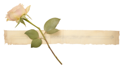 PNG Adhesive tape is stuck on a rose ephemera collage flower plant paper.