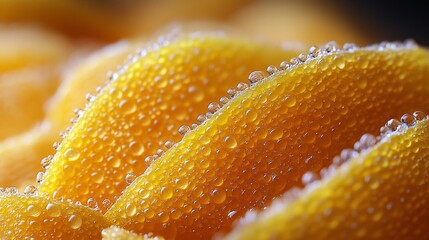 Close Up of Yellow Flower Petals Covered in Water Droplets