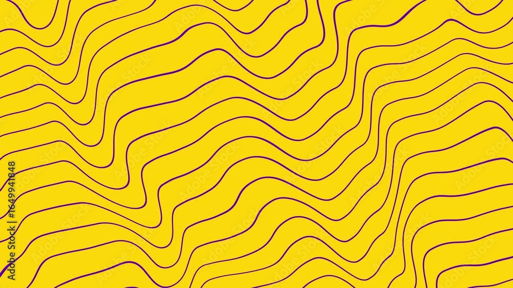 Aufkleber animated video of purple wavy lines on a yellow background. this seamless loop texture is perfect fo