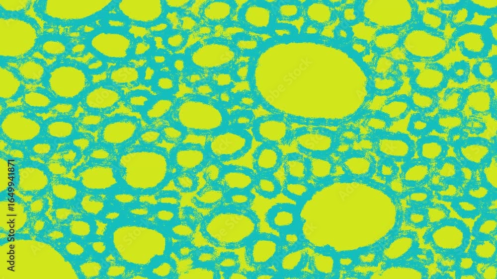 Aufkleber vibrant animated texture video with hand-drawn turquoise circles and rings in a sketchy style on a l