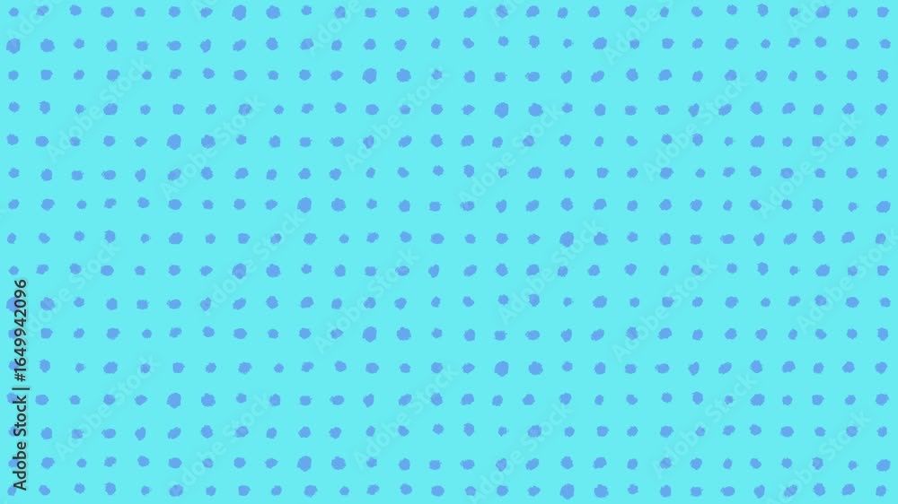 Aufkleber animated video texture featuring a minimalist looping pattern of hand-drawn blue polka dots on a bri