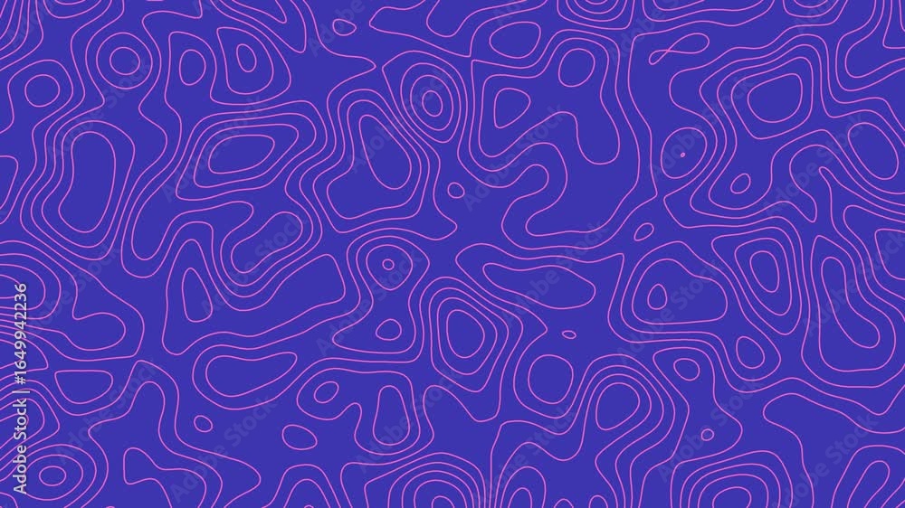 Poster animated video texture featuring abstract pink topographic contour lines moving smoothly on a dark b