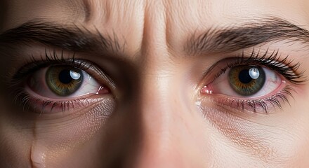 Close-up of Sad Eyes with a Single Tear, High-Definition Detail