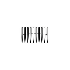 Simple line illustration of a straight hair comb.