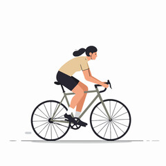 Obraz premium Illustration of a woman in sportswear cycling on a road bike, promoting active lifestyle and outdoor sports.