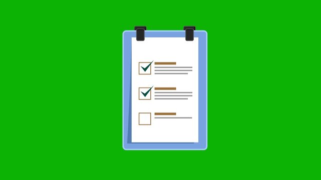 Document with Right Tick Animation on Green Screen | Approval and Success Concept