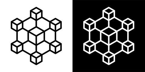 blockchain, hexagon cube, network, isolated, , icon outline style vector, illustration design graphic resource for web design, mobile apps, ui design and print.