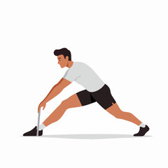 Obraz premium Male Athlete Performing Hamstring Stretch with Strap for Flexibility and Fitness Training