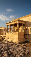 Obraz premium Erechtheion ancient temple athens greece with caryatids statues landmark