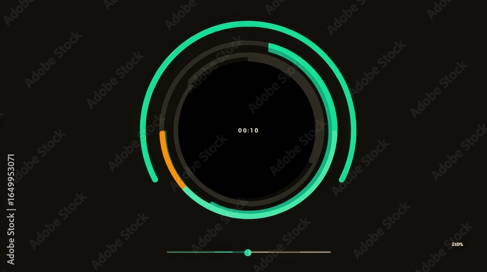 Poster circular progress indicator displaying countdown timer in vibrant colors on dark background