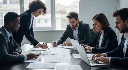 Business team working together at a meeting in modern office environment
