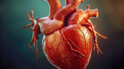 A detailed anatomical image of a human heart showcasing its chambers