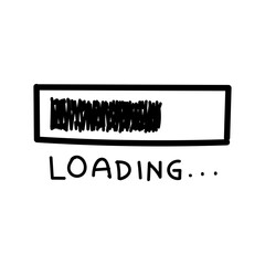 Hand drawn progress bar doodle illustration. Black and white loading bar in sketch style