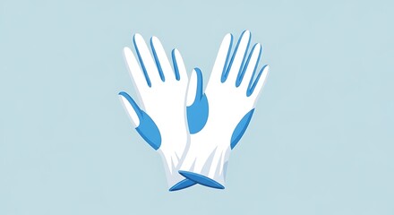 Obraz premium Pair of white disposable gloves with blue accents.