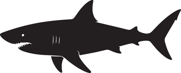 Black Silhouette of Shark Vector Illustration