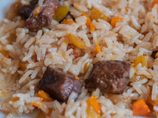 Caucasian Plov: Traditional Rice Dish with Beef and Vegetables