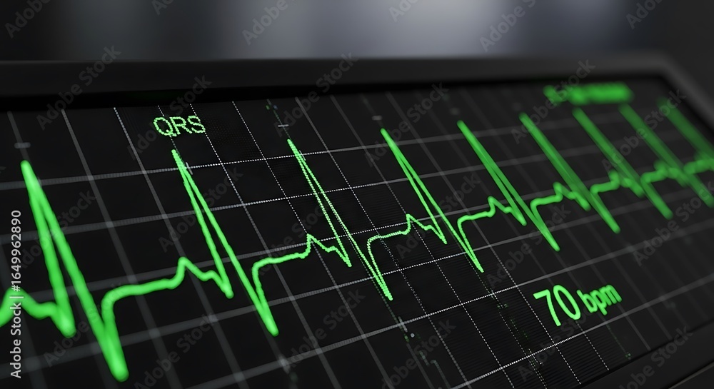 Poster close-up view of a heart rate monitor display.