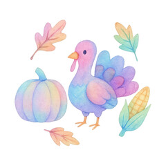 PNG Whimsical Thanksgiving watercolor illustration.