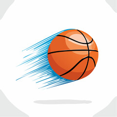 Flat style vector icon of a basketball with motion lines, symbolizing speed, energy, and sports action.