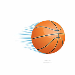 Flat style vector icon of a basketball with motion lines, symbolizing speed, energy, and sports action.