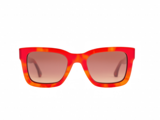 Bold rectangular sunglasses with tortoiseshell frame on transparent background