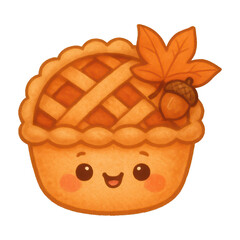 PNG Cute pie with autumn elements.