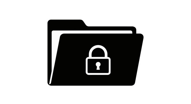 Object secure folder icon for data privacy and protection with file access control and confidential information locke vector