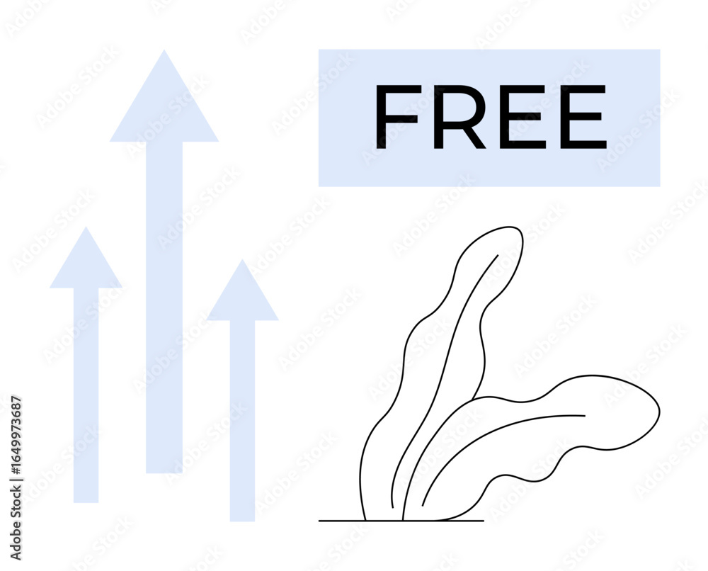 Aufkleber three upward arrows signify growth and progress, paired with free text emphasizing value and simplic
