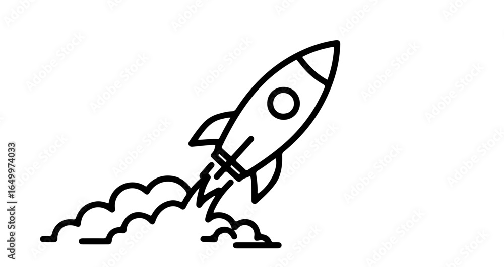 Poster object rocket ship launch vector illustration for space exploration and technology themed designs an